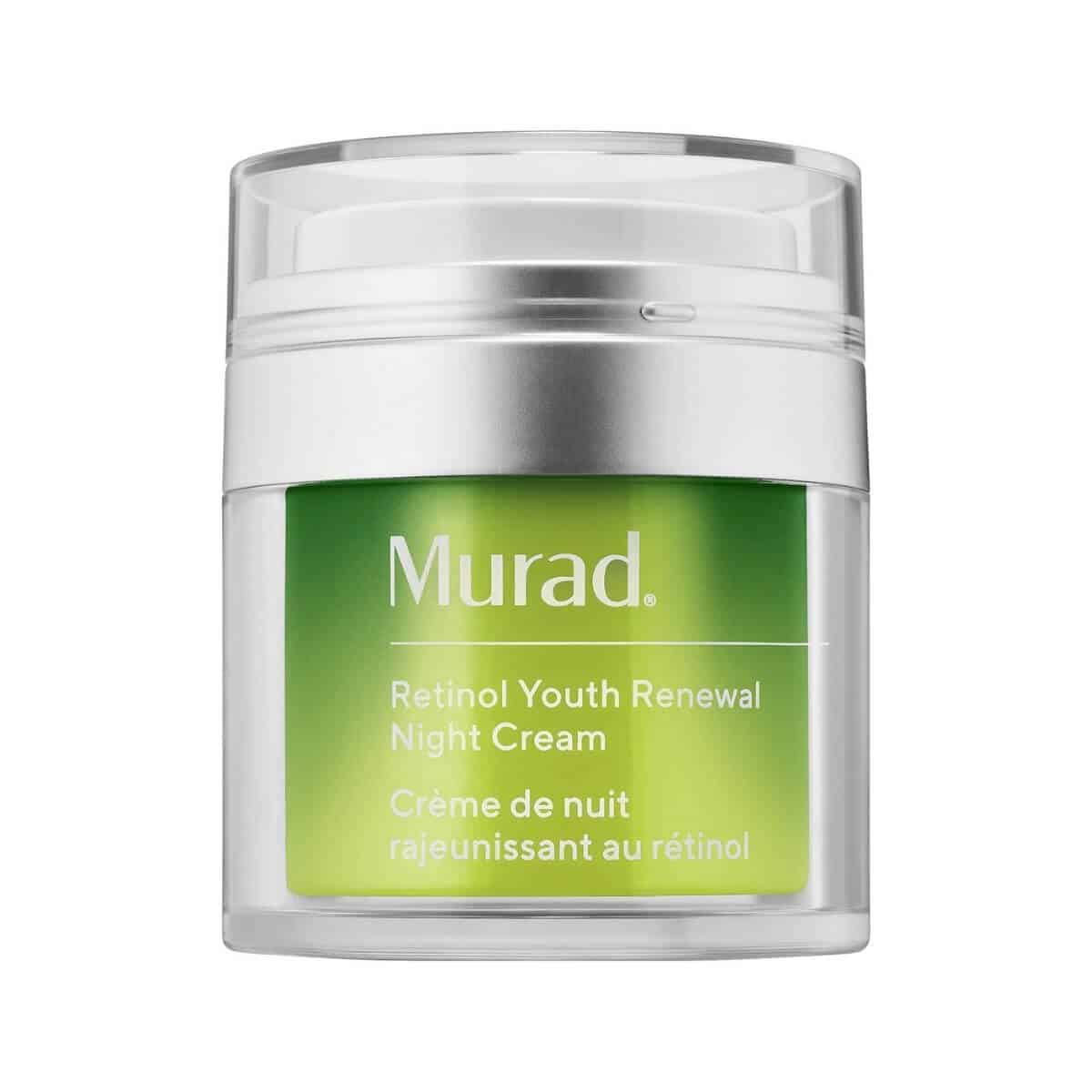 Glass container of retinol night cream by Murad.