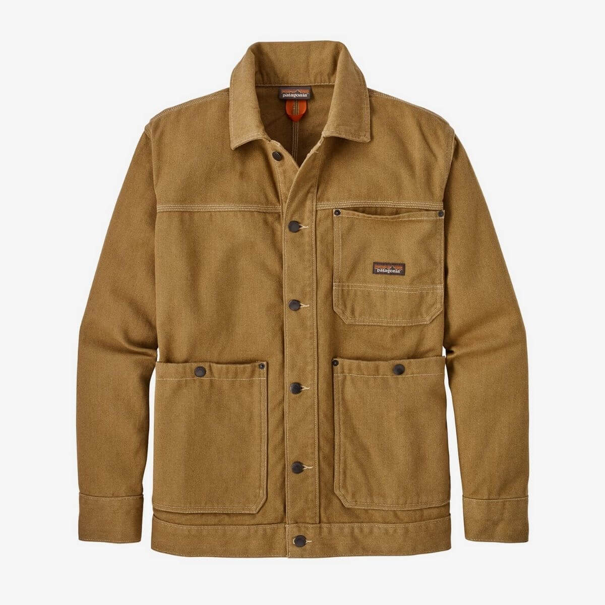 Patagonia tan chore coat.