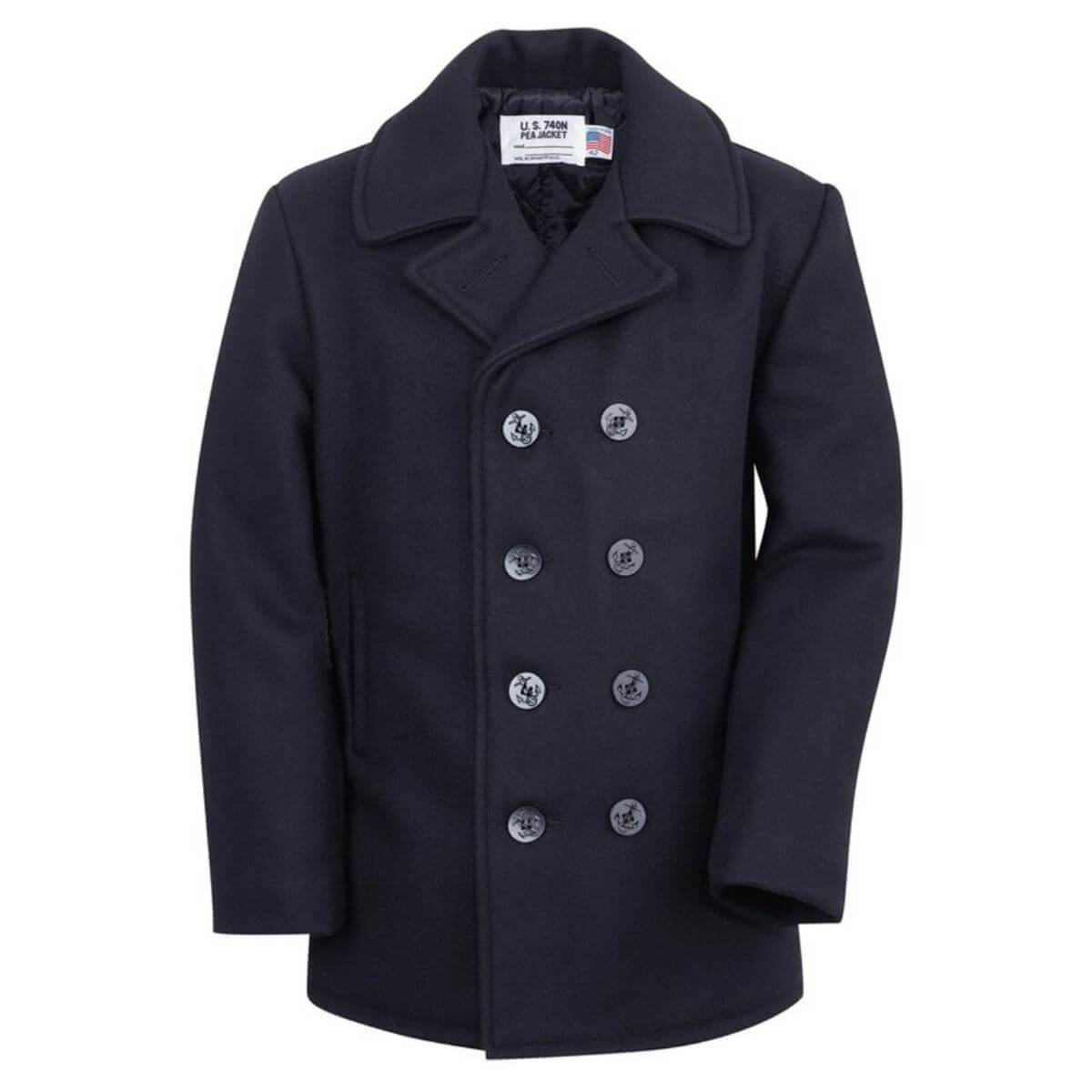 Schott NYC navy wool peacoat.