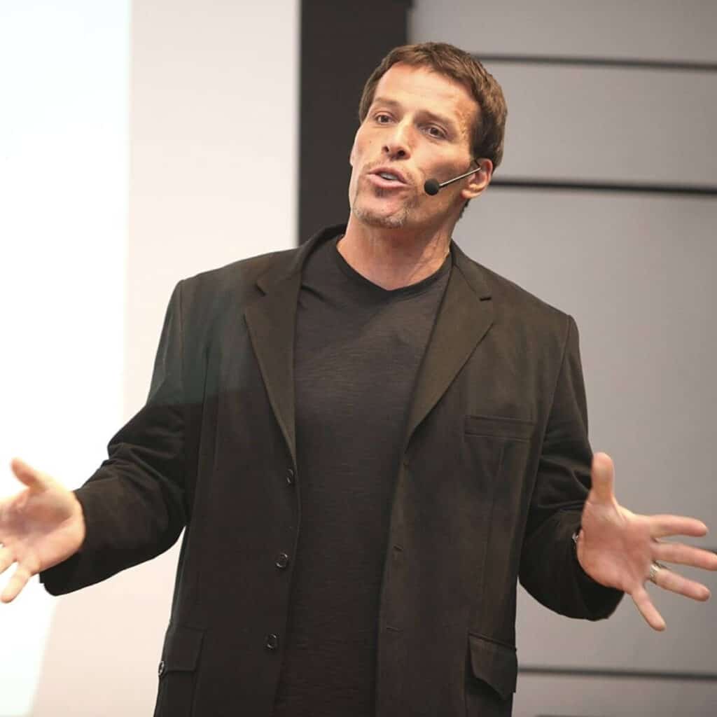 Tony Robbins giving a speech.
