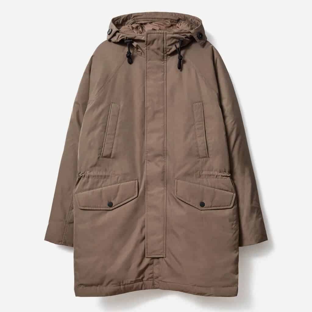 Taupe Everlane long parka.