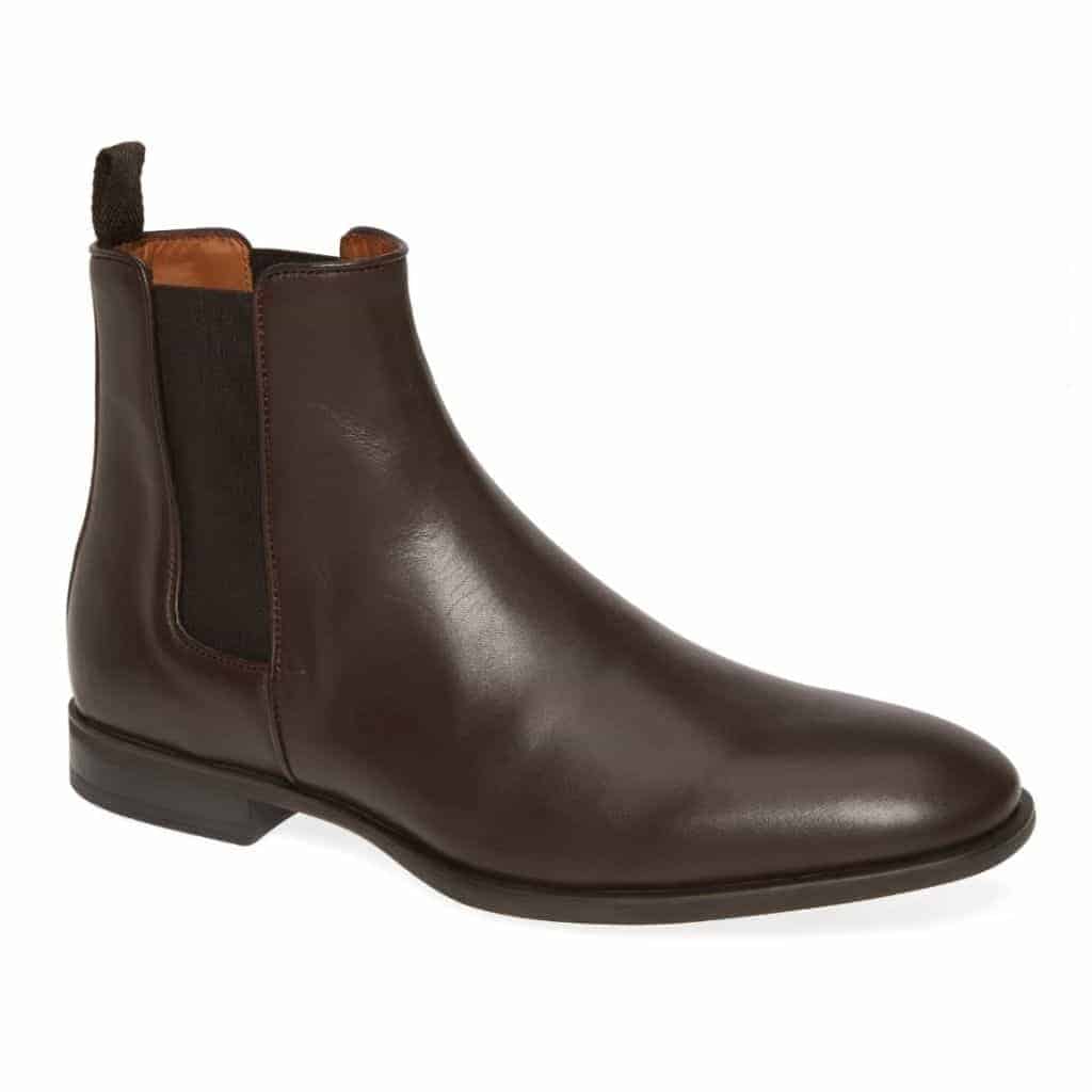 Dark brown leather Aquatalia Chelsea boot.