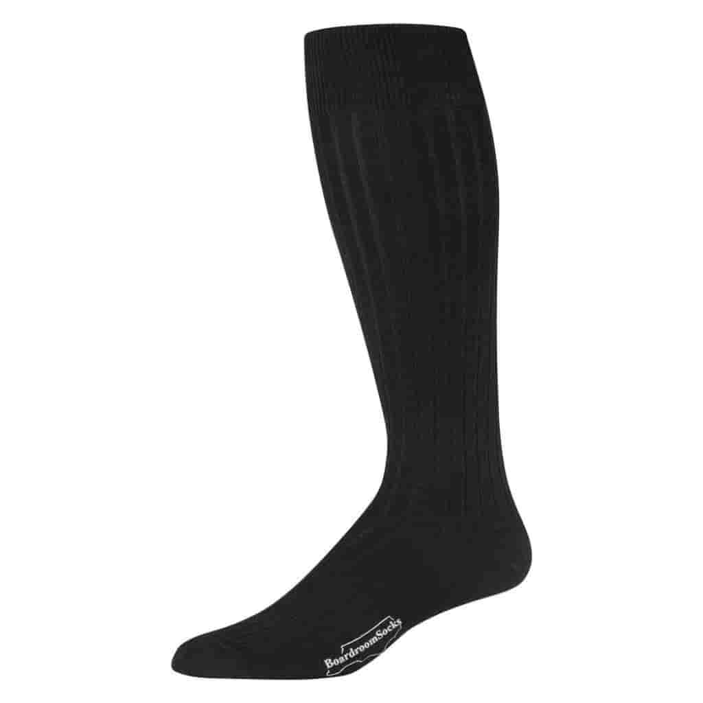 Black merino wool over the calf dress sock.