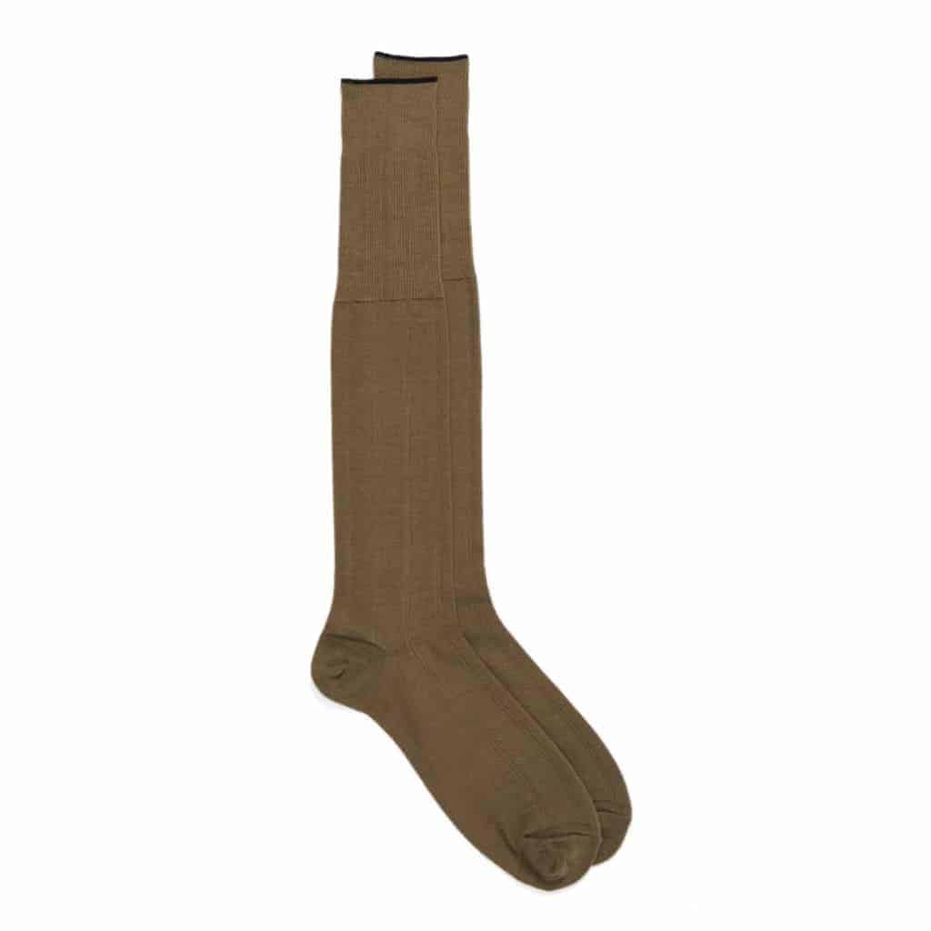 Pair of taupe dress socks.