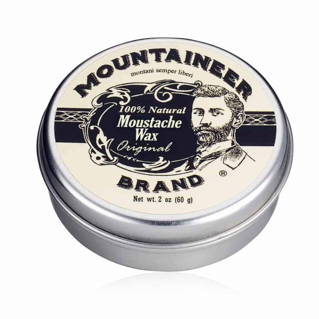 Container of Mountaineer mustache wax.