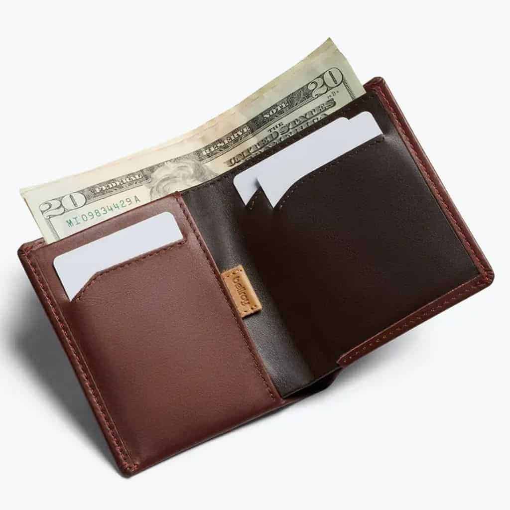 Brown leather Bellroy Note Sleeve.