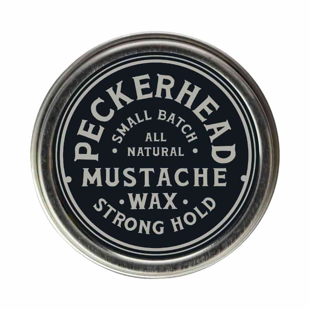 Container of Peckerhead mustache wax.