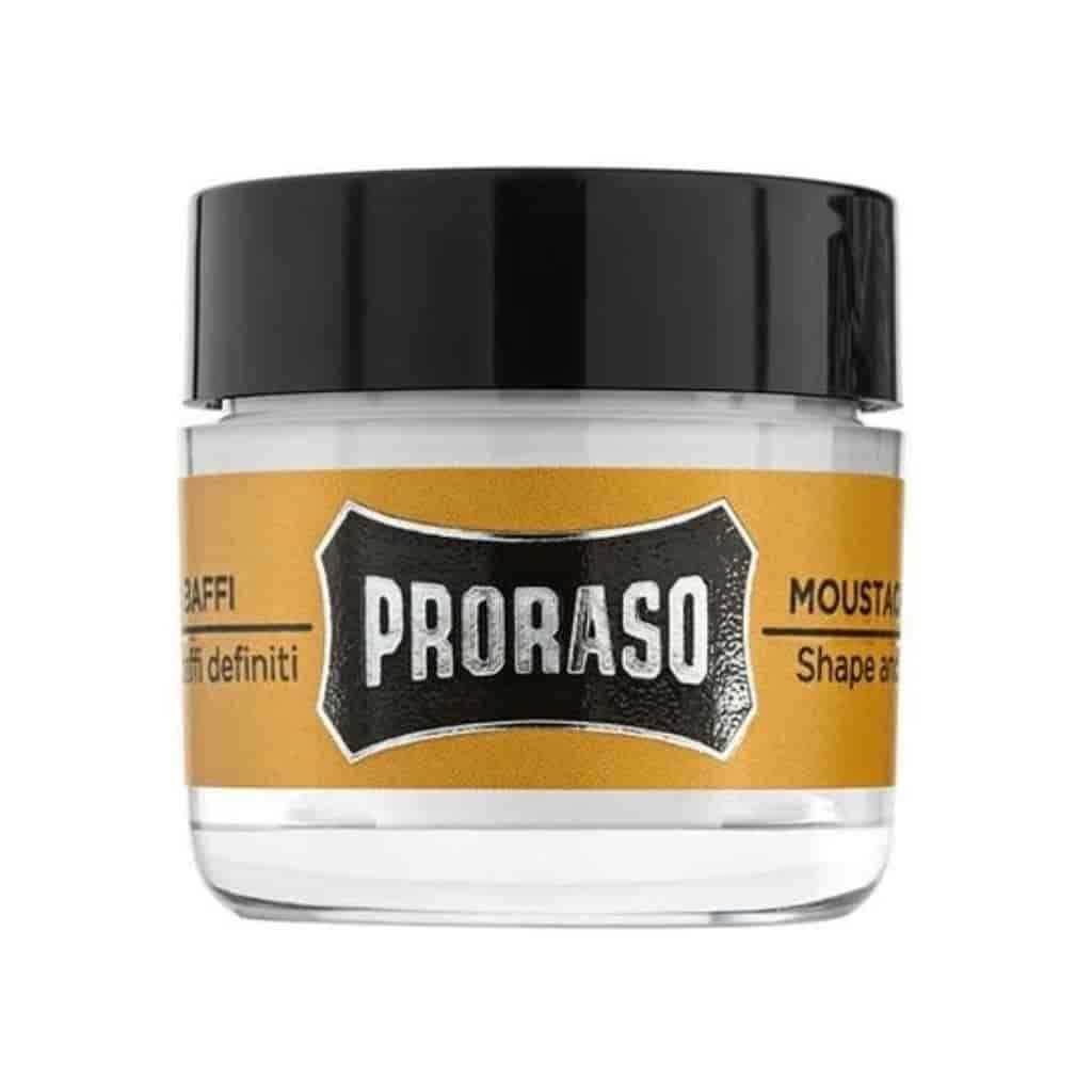 Jar of Proraso mustache wax.
