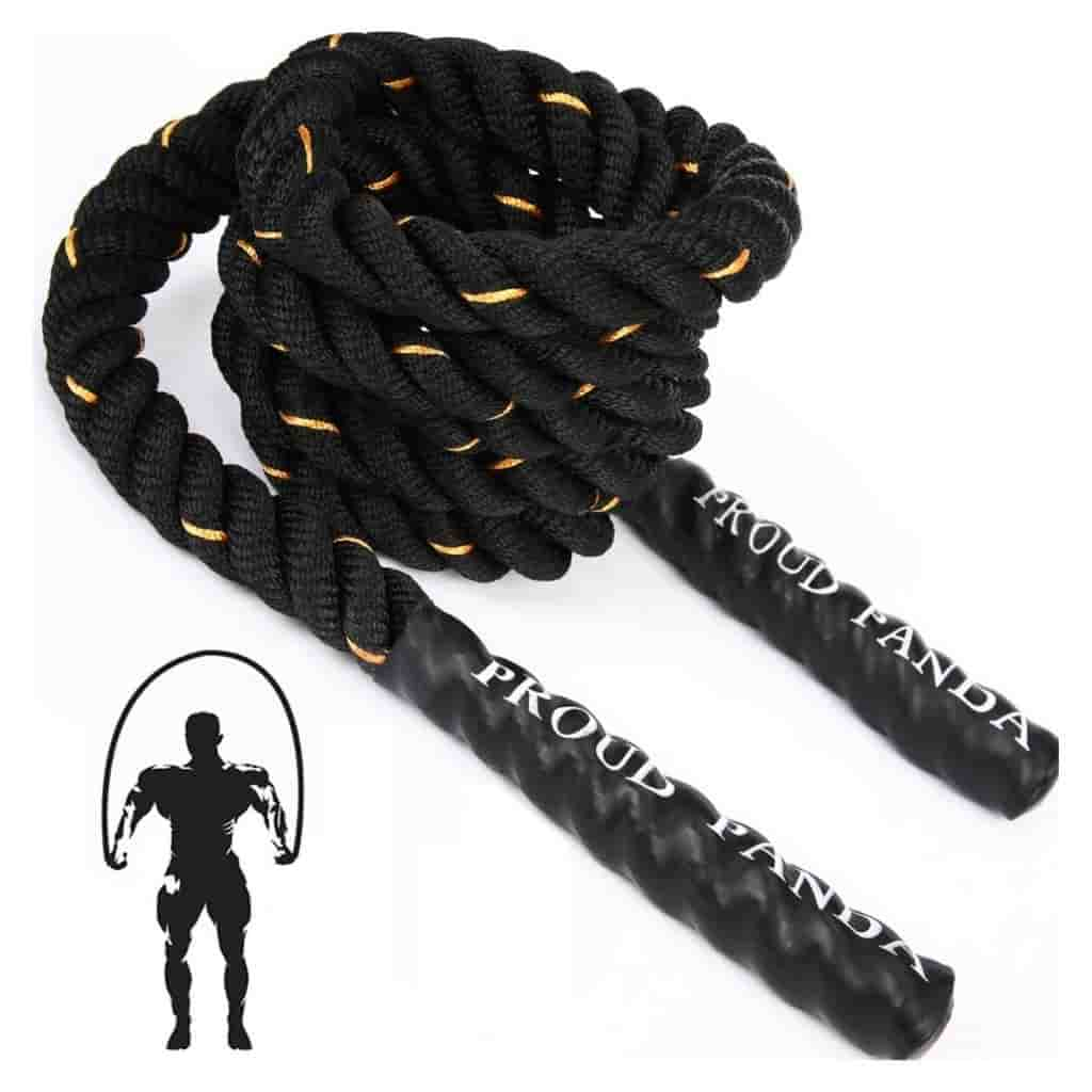 Black and yellow heavy jump rope.