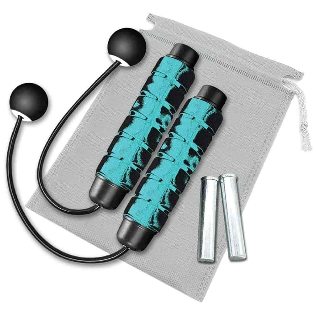 Blue and black cordless weighted jump rope.