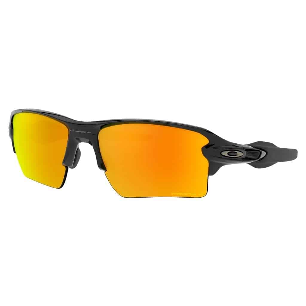 Oakley black sunglasses with orange polarized lenses.