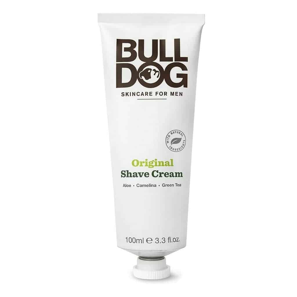 Bottle of Bulldog shave cream.