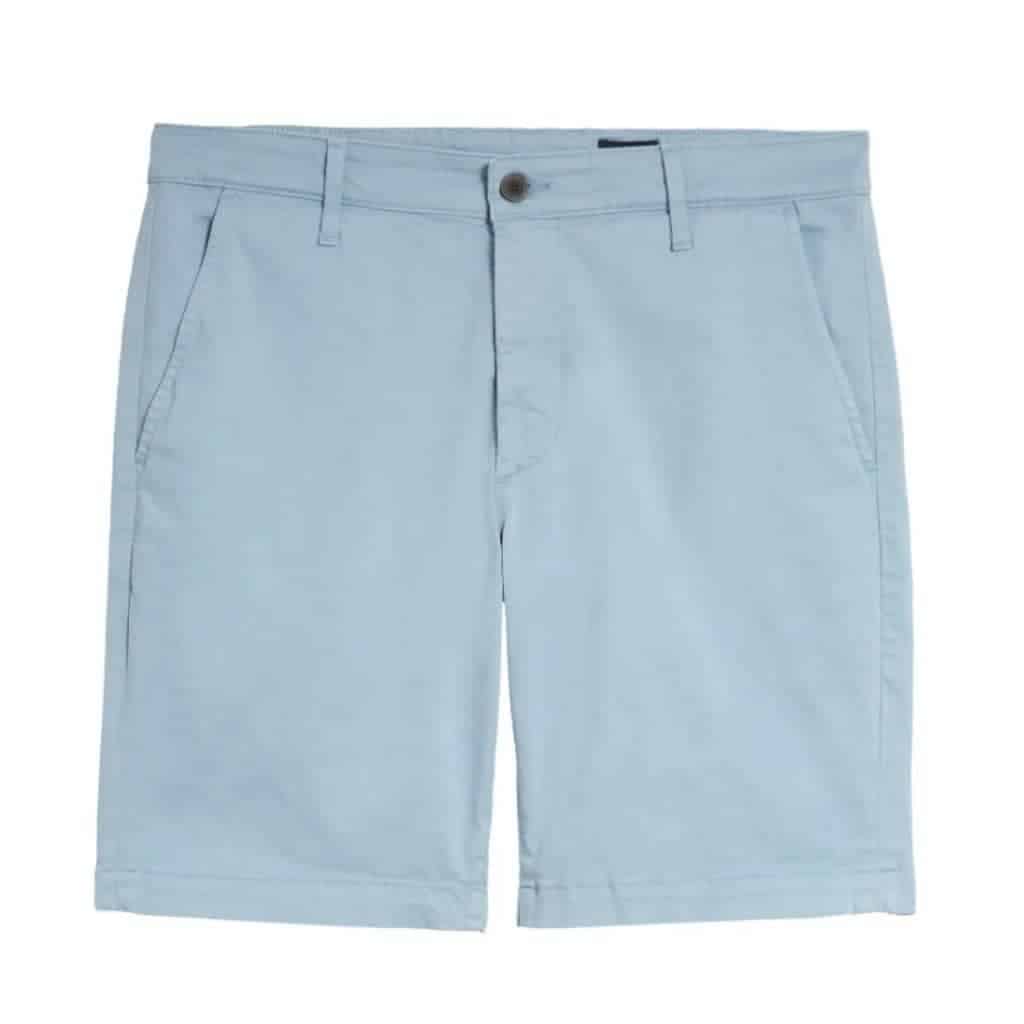 Light blue chino shorts.