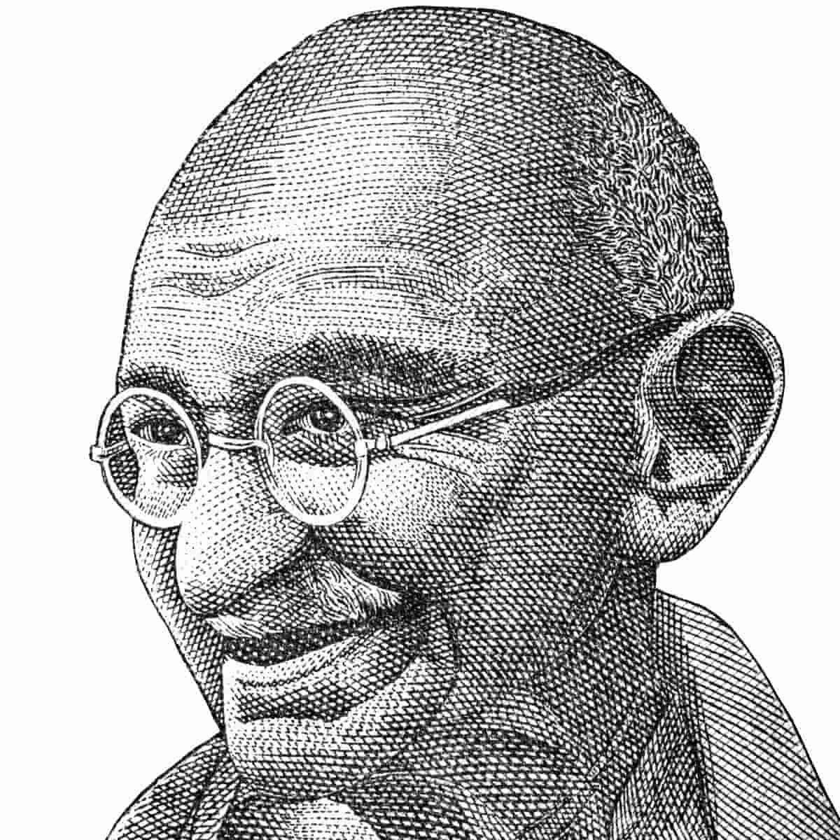 Drawing of Mahatma Gandhi's face