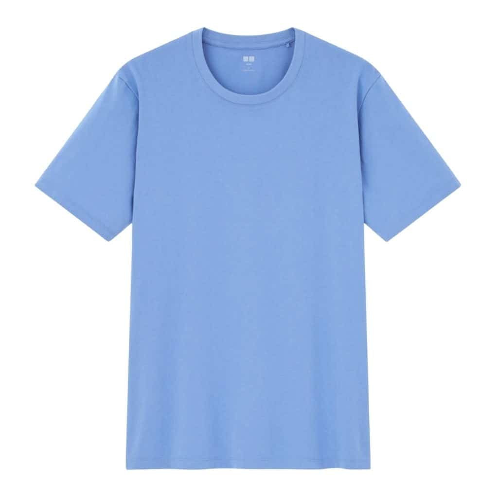 Light blue t-shirt.