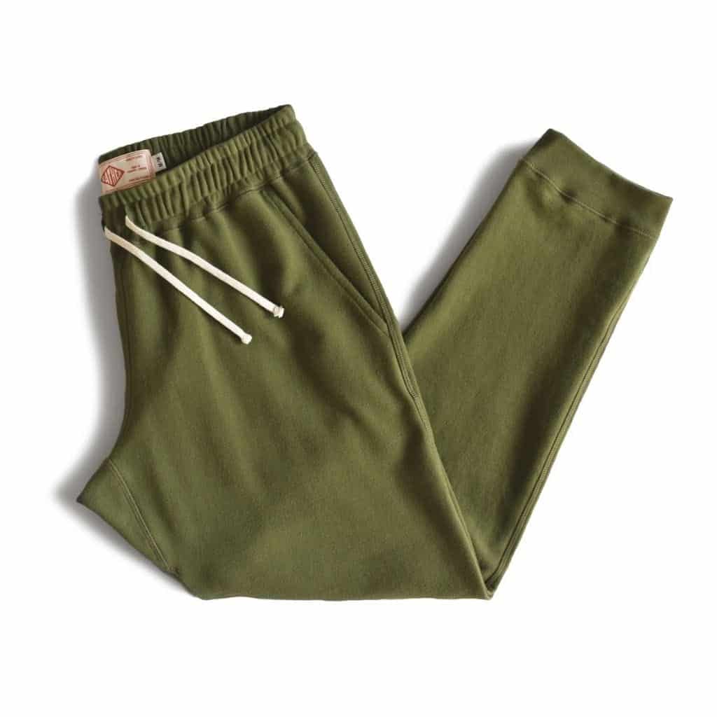 Bather olive green sweatpants with drawstring.