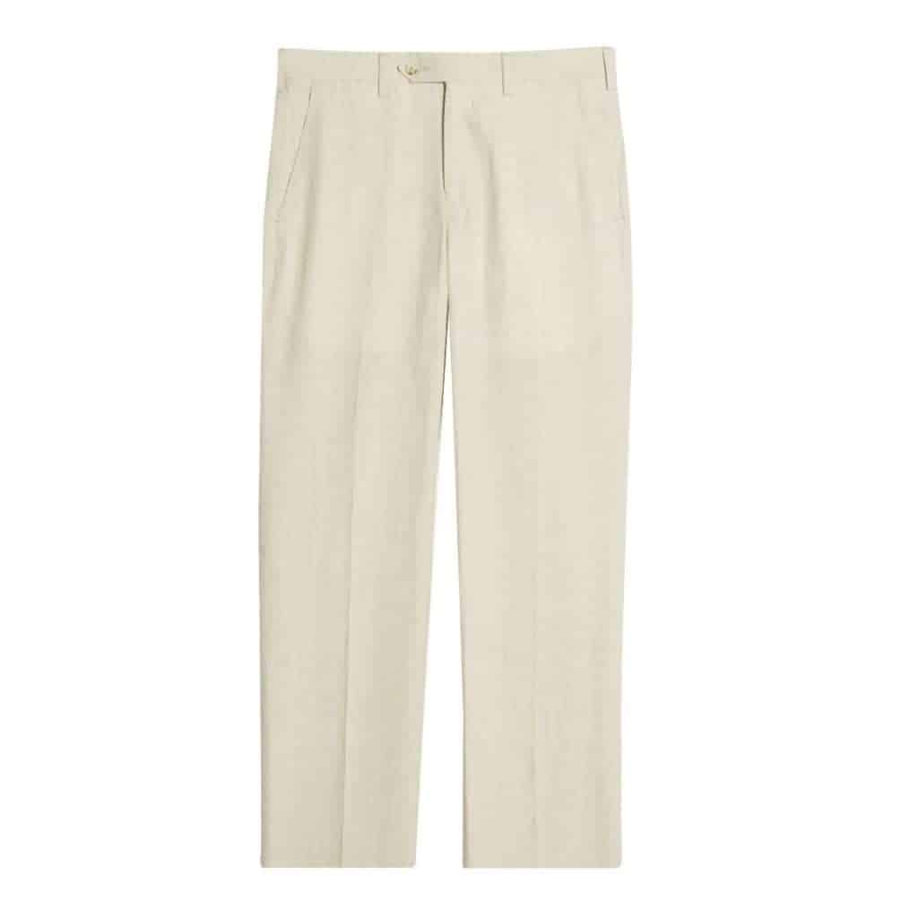 Light beige linen pants.