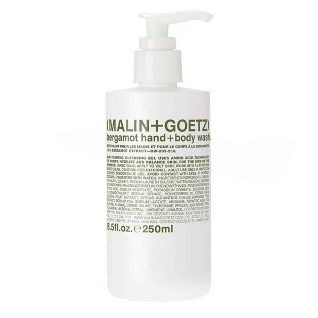 Bottle of Malin and Goetz body wash.