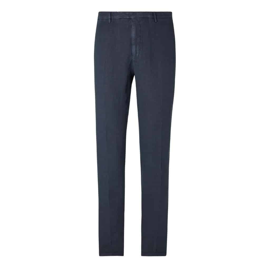 Navy blue linen pants.