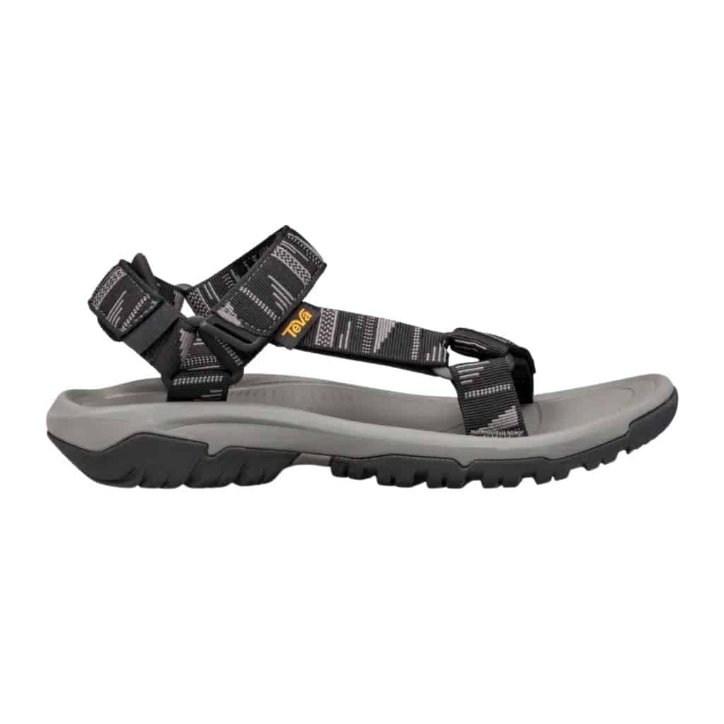 Grey and black Teva sandal.