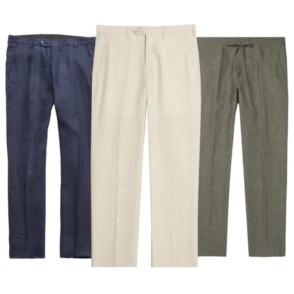 Three pairs of linen pants.