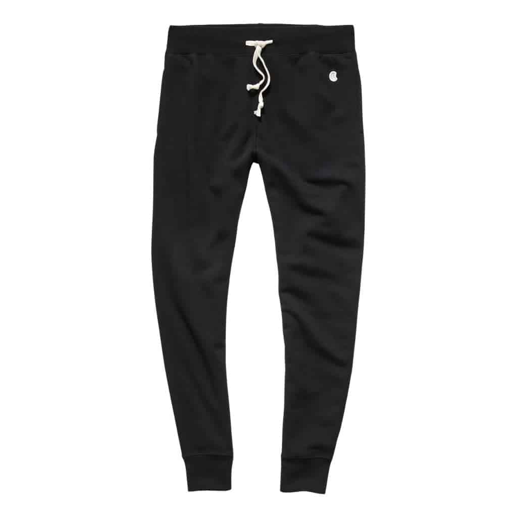 Black joggers with drawstring.