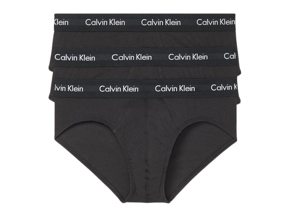 Three pairs of Calvin Klein black briefs.