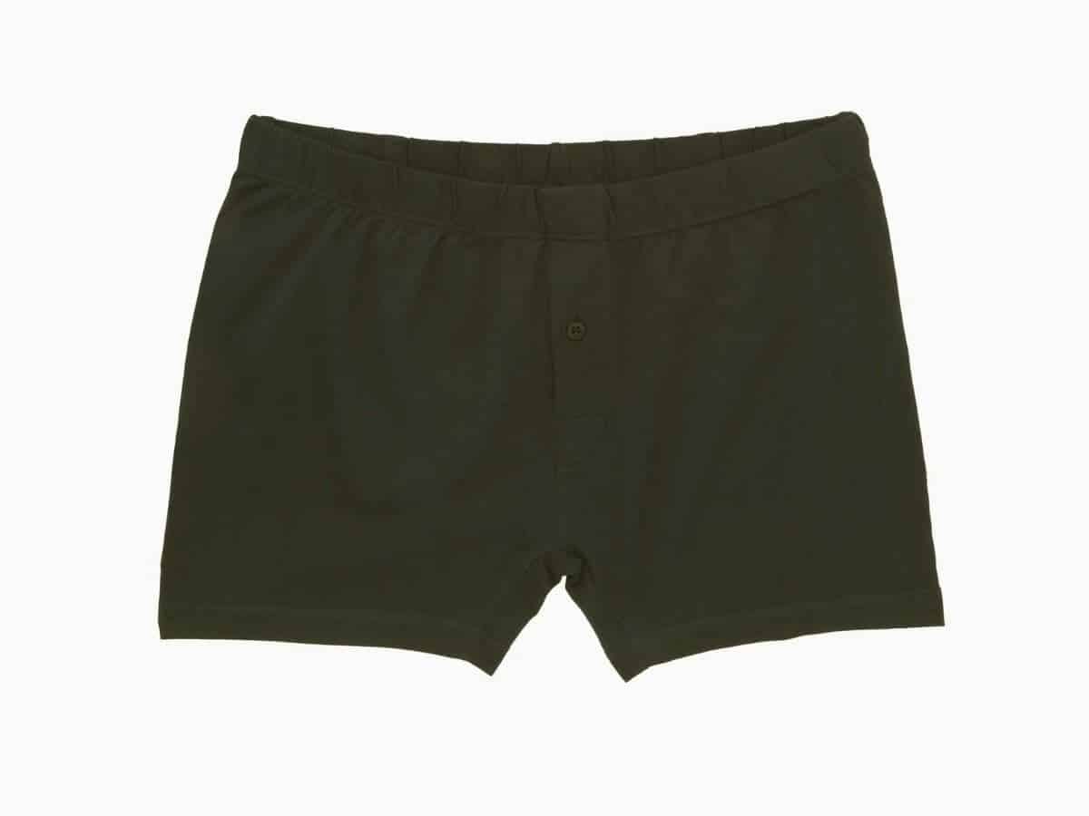 Olive green cotton boxers.