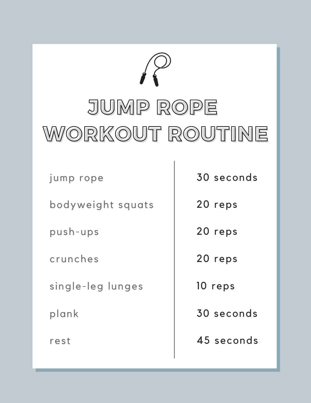Jump rope workout routine.