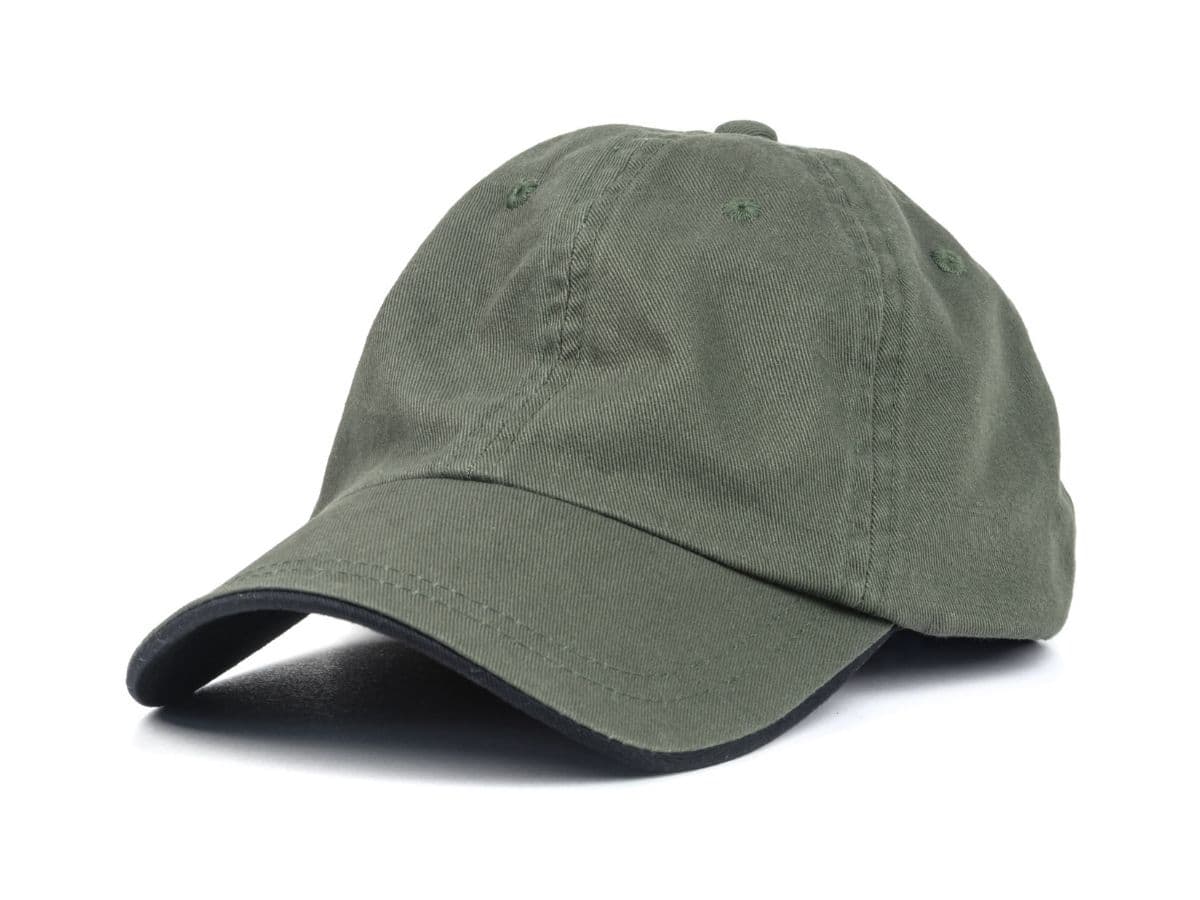 Olive baseball cap.