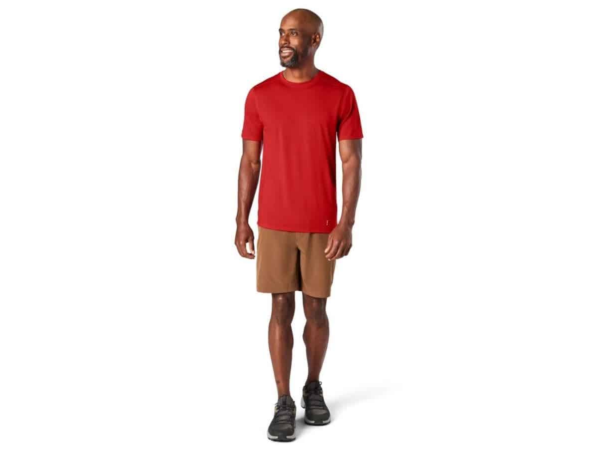 Person wearing Smartwool workout clothes.