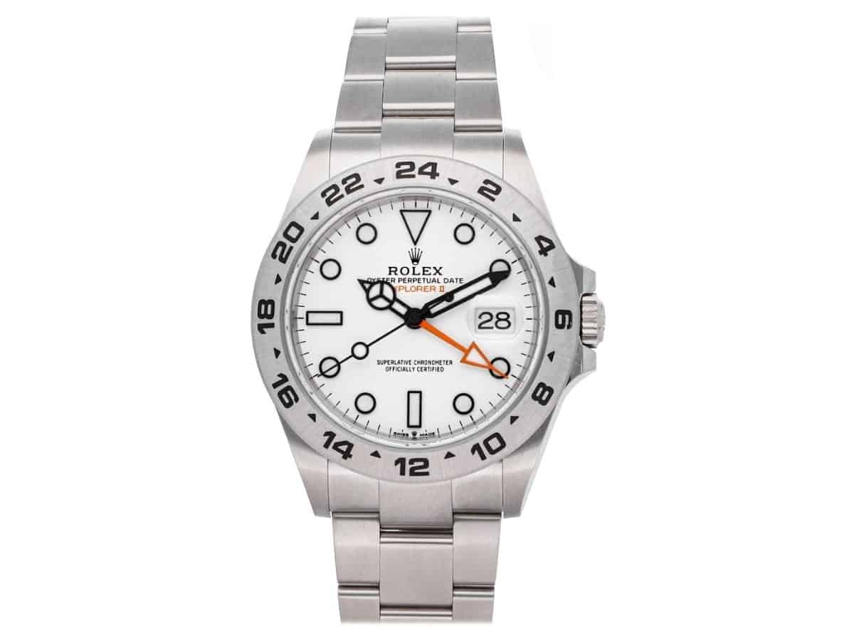 Rolex Explorer II silver metal watch.