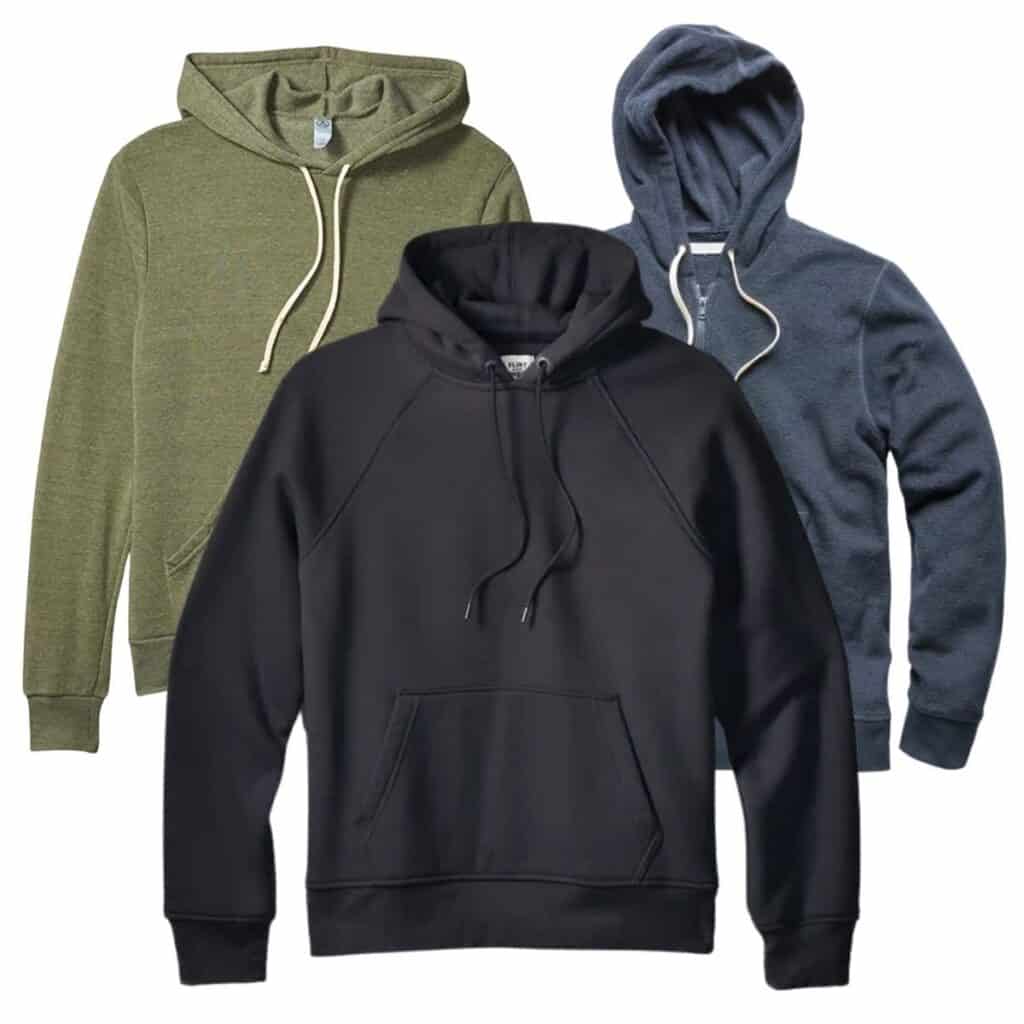Three hoodies.