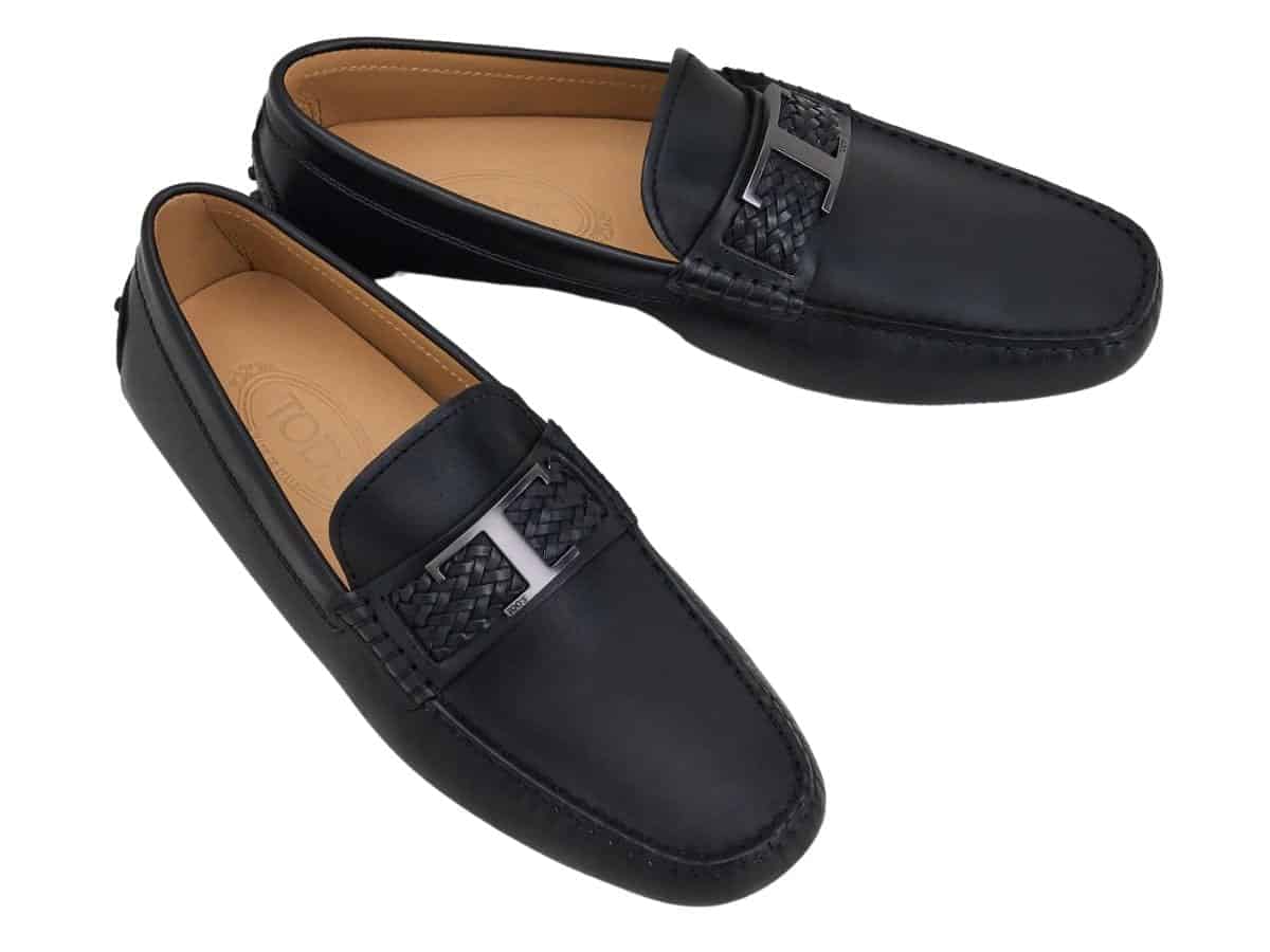 Pair of Tod's black leather driving shoes.