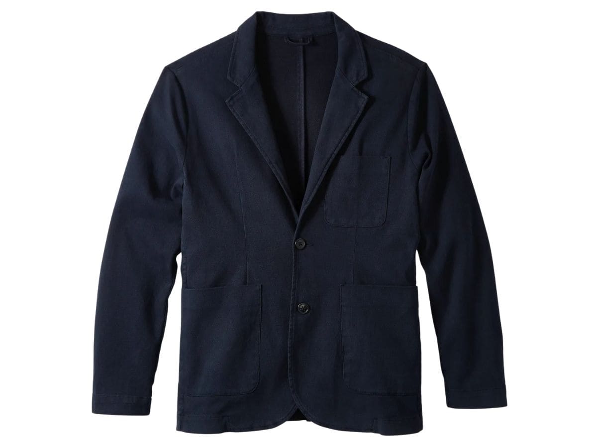 Navy unstructured blazer.