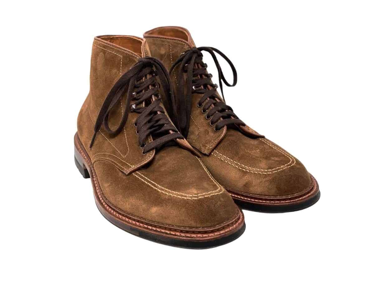 Pair of brown suede lace-up boots.