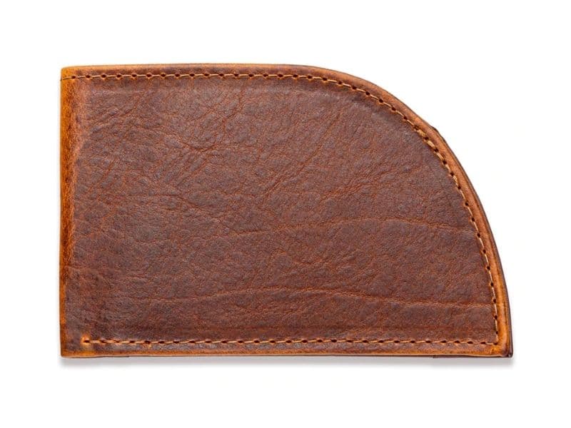 Bison leather front pocket wallet.