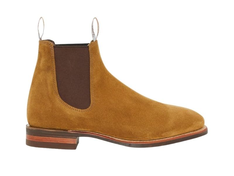 Side of a suede Chelsea boot.