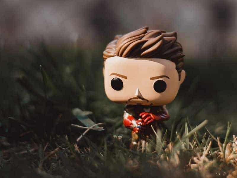 Iron Man Funko Pop on grass.