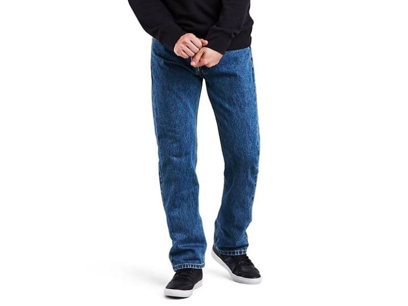 Person wearing Levi's 505 regular-fit jeans.