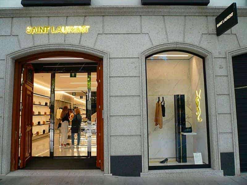 Exterior of a Saint Laurent store in Madrid.