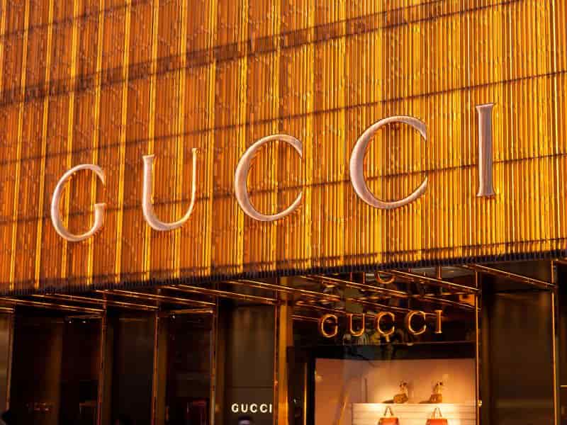 Gucci sign outside of the store.