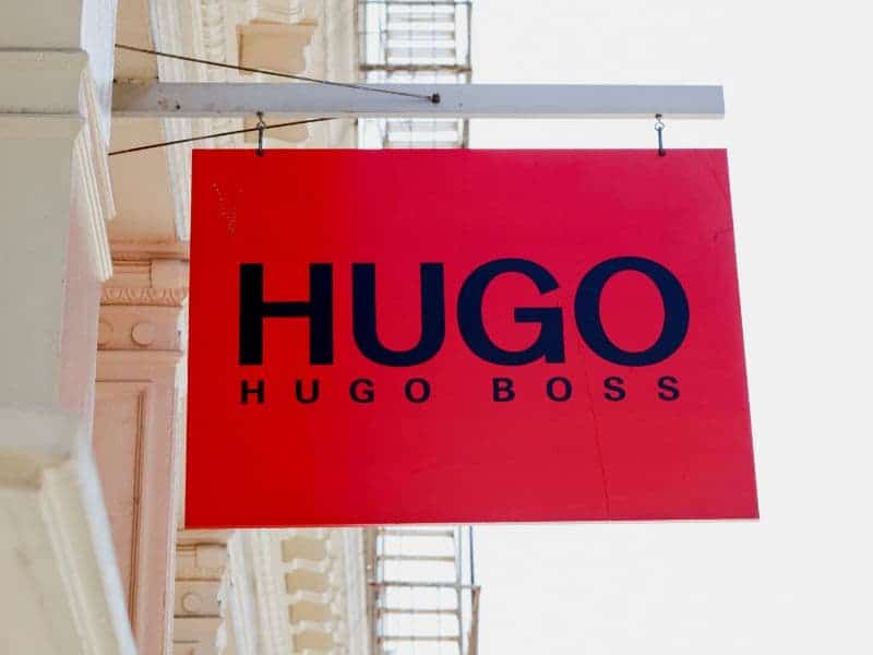 Hugo Boss sign on the exterior of a building.