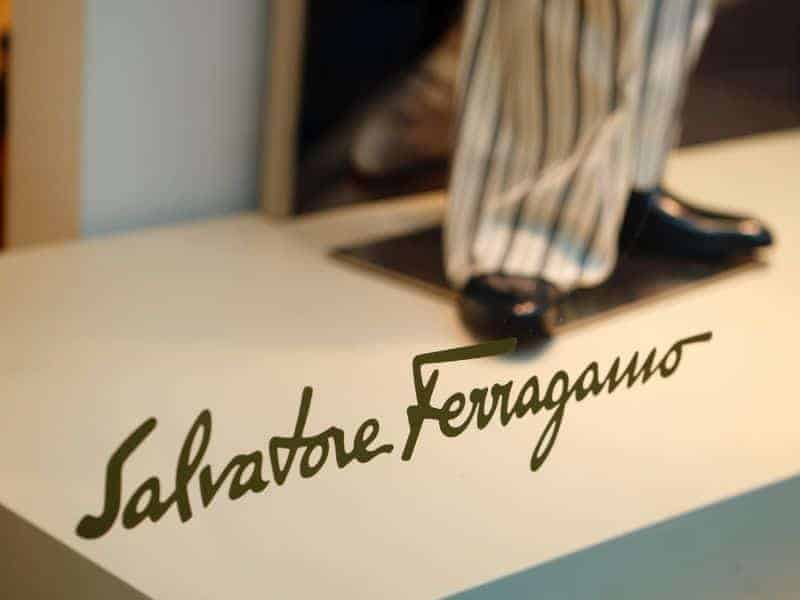 Salvatore Ferragamo logo on a window.